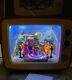 Retro Christmas Television Scene Village Santa Sleigh Train Animated Music Light