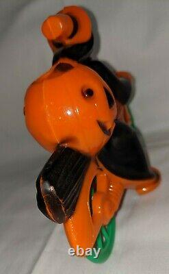 Rosbro Plastic Witch On Motorcycle Candy Container Vintage Halloween