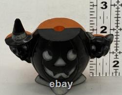Rosen Plastic Halloween JOL Sucker Candy Container Black Front Orange Witch Cat