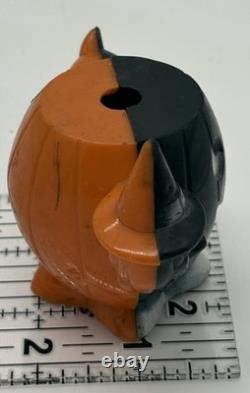Rosen Plastic Halloween JOL Sucker Candy Container Black Front Orange Witch Cat