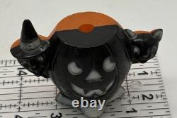 Rosen Plastic Halloween JOL Sucker Candy Container Black Front Orange Witch Cat