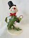 Rucus Studio By Bethany Lowe Snowman Leaf Body Top Hat With Candy Cane Sparkles