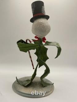 Rucus Studio By Bethany Lowe Snowman Leaf Body Top Hat with Candy Cane Sparkles