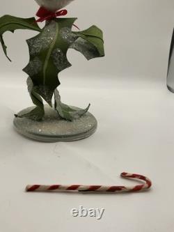 Rucus Studio By Bethany Lowe Snowman Leaf Body Top Hat with Candy Cane Sparkles