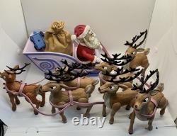 Rudolph Santa's Sleigh and Reindeer Team Set 2003 Playing Mantis Light Up Works
