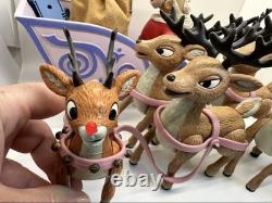 Rudolph Santa's Sleigh and Reindeer Team Set 2003 Playing Mantis Light Up Works