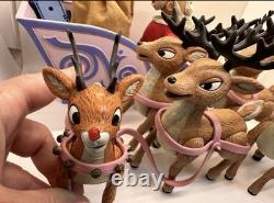 Rudolph Santa's Sleigh and Reindeer Team Set 2003 Playing Mantis Light Up Works