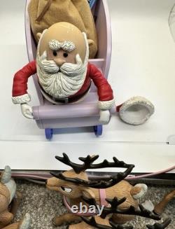Rudolph Santa's Sleigh and Reindeer Team Set 2003 Playing Mantis Light Up Works