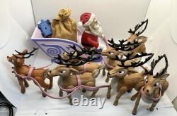 Rudolph Santa's Sleigh and Reindeer Team Set 2003 Playing Mantis Light Up Works