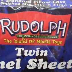 Rudolph The Red Nose Reindeer Island Of Misfit Toys Twin Flannel Sheet Set New