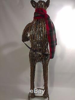 Rustic Wooden Twig Reindeer HUGE 3'FT Sculpture Metal Drum Deer Wood Figure