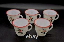SCARSE! 5pc Hazel Atlas Holly Berries Tom & Jerry Christmas Punch (Bowl) Mugs SCARSE! 5pc Hazel Atlas Holly Berries Tom & Jerry Christmas Punch (Bowl) Mugs