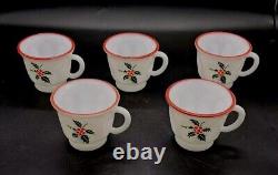 SCARSE! 5pc Hazel Atlas Holly Berries Tom & Jerry Christmas Punch (Bowl) Mugs SCARSE! 5pc Hazel Atlas Holly Berries Tom & Jerry Christmas Punch (Bowl) Mugs
