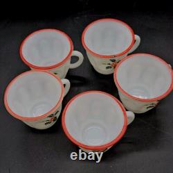 SCARSE! 5pc Hazel Atlas Holly Berries Tom & Jerry Christmas Punch (Bowl) Mugs SCARSE! 5pc Hazel Atlas Holly Berries Tom & Jerry Christmas Punch (Bowl) Mugs