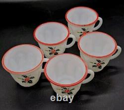 SCARSE! 5pc Hazel Atlas Holly Berries Tom & Jerry Christmas Punch (Bowl) Mugs SCARSE! 5pc Hazel Atlas Holly Berries Tom & Jerry Christmas Punch (Bowl) Mugs