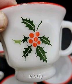 SCARSE! 5pc Hazel Atlas Holly Berries Tom & Jerry Christmas Punch (Bowl) Mugs SCARSE! 5pc Hazel Atlas Holly Berries Tom & Jerry Christmas Punch (Bowl) Mugs