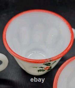 SCARSE! 5pc Hazel Atlas Holly Berries Tom & Jerry Christmas Punch (Bowl) Mugs SCARSE! 5pc Hazel Atlas Holly Berries Tom & Jerry Christmas Punch (Bowl) Mugs
