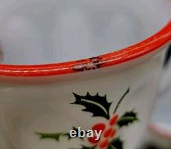 SCARSE! 5pc Hazel Atlas Holly Berries Tom & Jerry Christmas Punch (Bowl) Mugs SCARSE! 5pc Hazel Atlas Holly Berries Tom & Jerry Christmas Punch (Bowl) Mugs