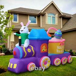 SEASONBLOW 7 FT Inflatable Easter Train with Bunny Basket Colorful Eggs Decor