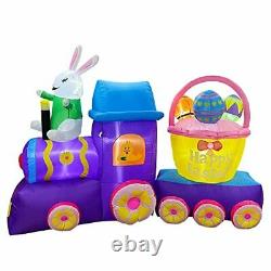 SEASONBLOW 7 FT Inflatable Easter Train with Bunny Basket Colorful Eggs Decor