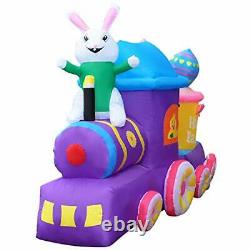 SEASONBLOW 7 FT Inflatable Easter Train with Bunny Basket Colorful Eggs Decor