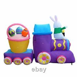 SEASONBLOW 7 FT Inflatable Easter Train with Bunny Basket Colorful Eggs Decor