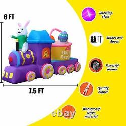 SEASONBLOW 7 FT Inflatable Easter Train with Bunny Basket Colorful Eggs Decor
