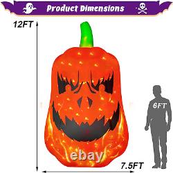 SEASONBLOW Gigantic 12 Foot Tall Inflatable Jack O'Lantern Pumpkin with Flash Up