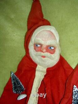 SET of 3, RARE 1930s, unusual antique, traditional SANTA CLAUS, felt gift sacks