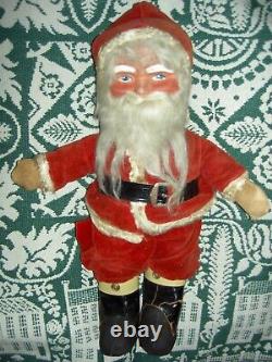 SET of 3, RARE 1930s, unusual antique, traditional SANTA CLAUS, felt gift sacks