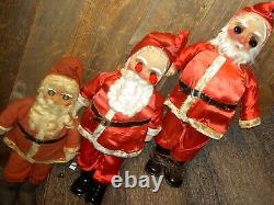 SET of 3, RARE 1930s, unusual antique, traditional SANTA CLAUS, felt gift sacks