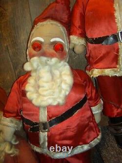 SET of 3, RARE 1930s, unusual antique, traditional SANTA CLAUS, felt gift sacks