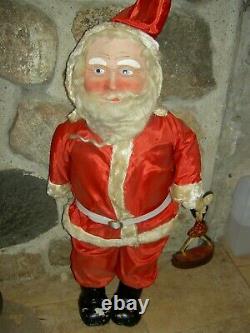 SET of 3, RARE 1930s, unusual antique, traditional SANTA CLAUS, felt gift sacks