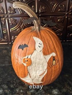 Salem Collection Ghost With Lantern Bat Vintage Halloween 14 Pumpkin Euc