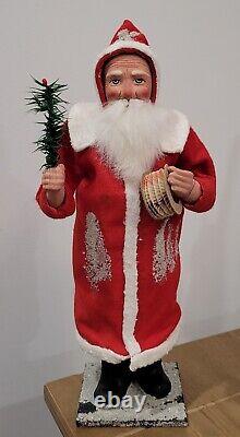 Santa Candy Container Red Robe With Feather Tree