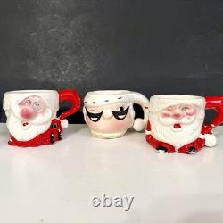 Santa Claus Winking Christmas Mug Japan Lot 3 Lego Kreiss Psycho Drunk Vtg READ