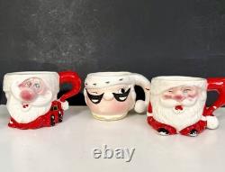 Santa Claus Winking Christmas Mug Japan Lot 3 Lego Kreiss Psycho Drunk Vtg READ