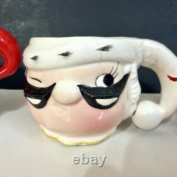 Santa Claus Winking Christmas Mug Japan Lot 3 Lego Kreiss Psycho Drunk Vtg READ