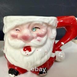 Santa Claus Winking Christmas Mug Japan Lot 3 Lego Kreiss Psycho Drunk Vtg READ