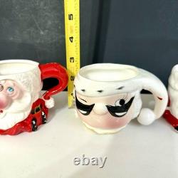 Santa Claus Winking Christmas Mug Japan Lot 3 Lego Kreiss Psycho Drunk Vtg READ