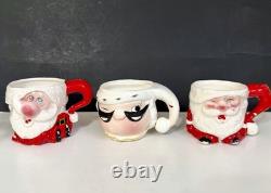 Santa Claus Winking Christmas Mug Japan Lot 3 Lego Kreiss Psycho Drunk Vtg READ