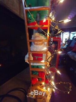 Santa's Best Christmas Elves Trim Tree Animated Moving Ladder Motionette Musical