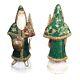 Schaller Paper Mache Santa Green And Gold Glitter Coat Christmas Container 1 Pc