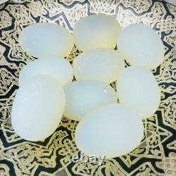 Se Of 9 Hand Made Blown Solid Opaque Opalite Magic Egg Sabino Type Collectible
