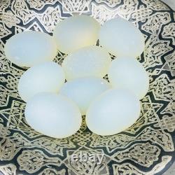 Se Of 9 Hand Made Blown Solid Opaque Opalite Magic Egg Sabino Type Collectible