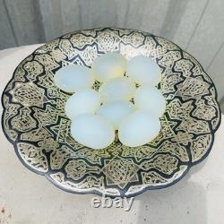 Se Of 9 Hand Made Blown Solid Opaque Opalite Magic Egg Sabino Type Collectible