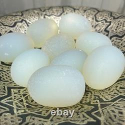 Se Of 9 Hand Made Blown Solid Opaque Opalite Magic Egg Sabino Type Collectible