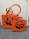Set Of 2 Orange Jack O Lantern Halloween Bogg Bags