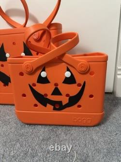 Set Of 2 Orange Jack O Lantern Halloween Bogg Bags