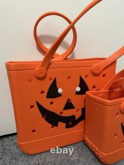 Set Of 2 Orange Jack O Lantern Halloween Bogg Bags